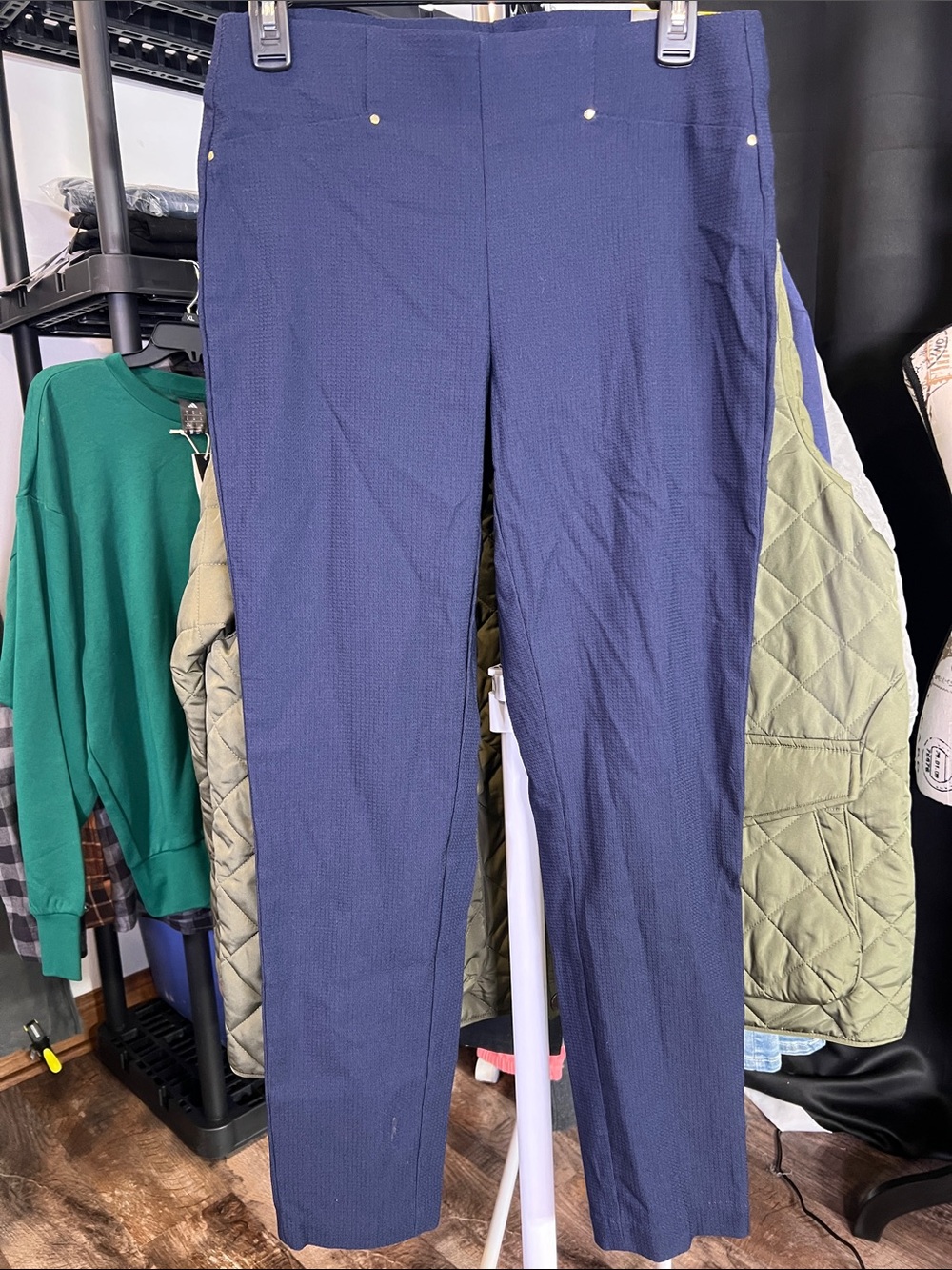 Rafaella Navy Textured Ankle Pants